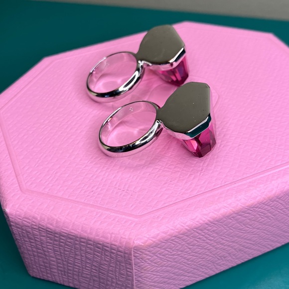 Swarovski Lucent Pink Ring Magnetic Rhodium Plated 5.5 NIB - Picture 15 of 16